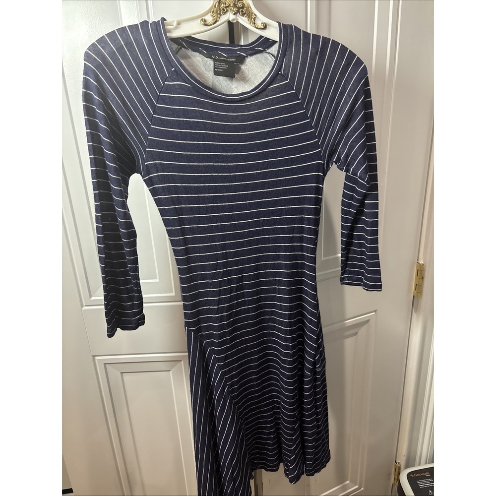 Armani Exchange Navy and White Striped Midi Dress SIZE XS EUC